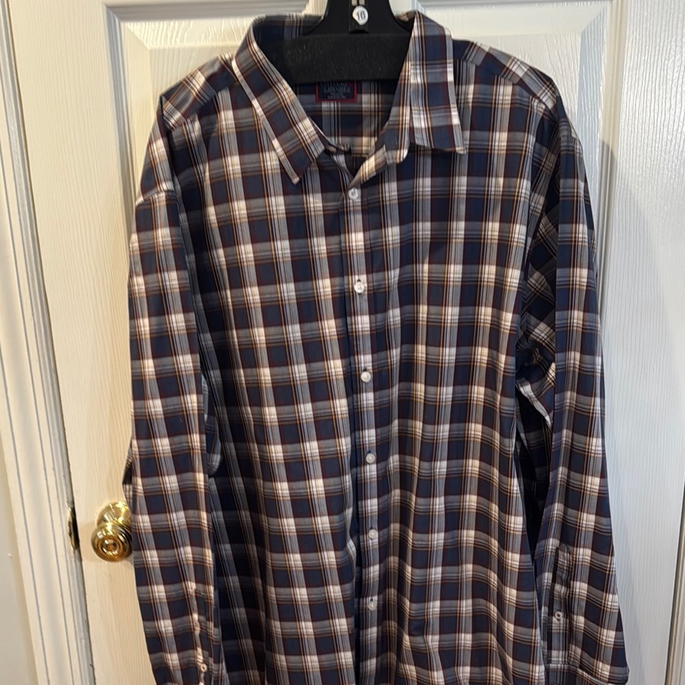 UNTUCKit  Men's Plaid Shirt - Blue and Brown XXXL relaxed fit